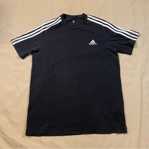 Adidas Men's Black Tee with White Stripes